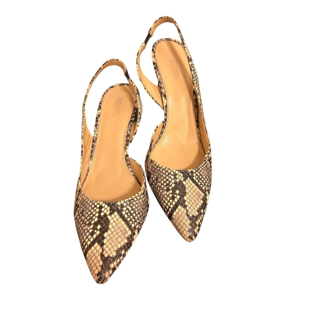 Michael Kors snakeskin-print slingback shoes, pointed toe and slingback strap 9